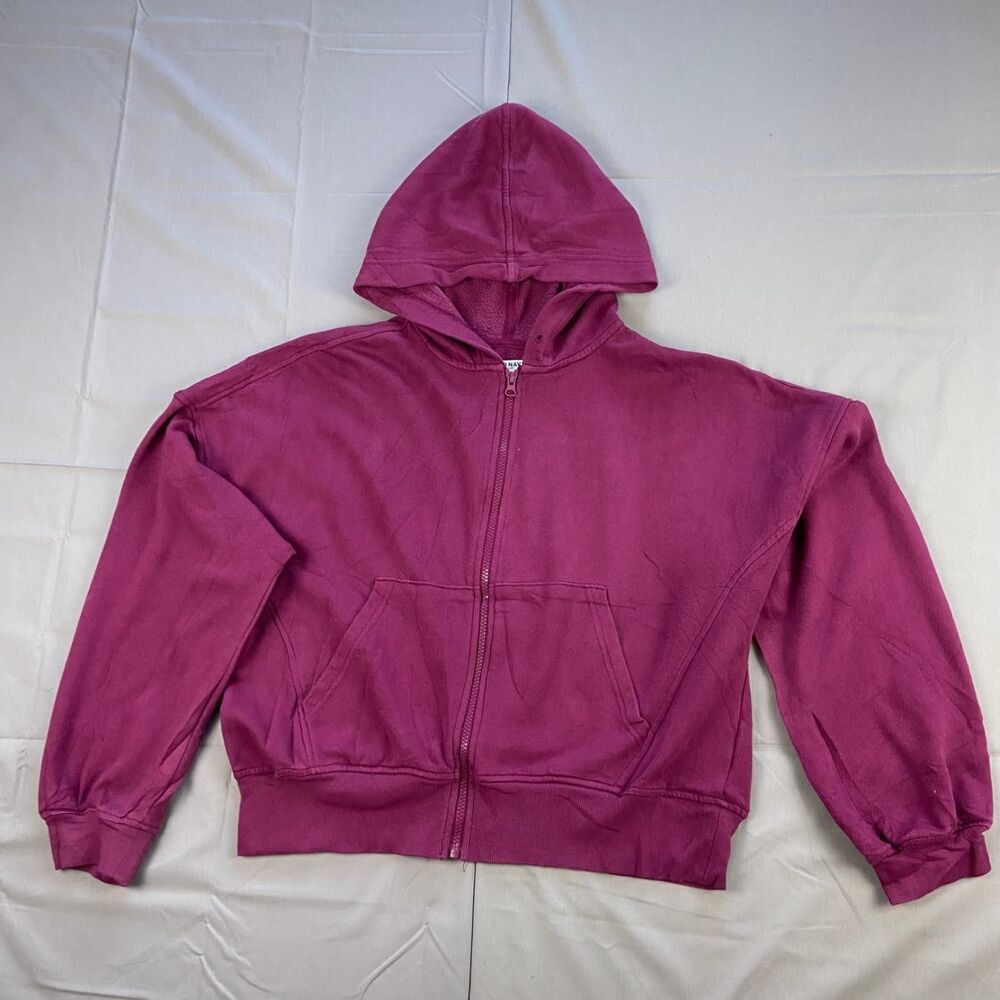 Old Navy Men's M Burgundy Full Zip Fleece Hoodie Cotton Blend Sweatshirt 90 10